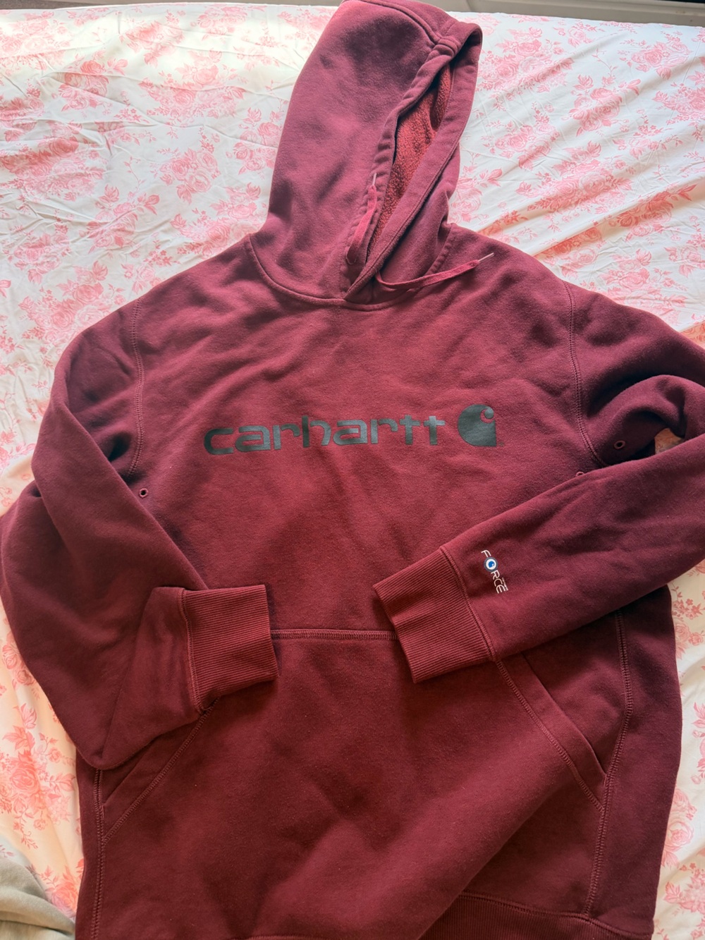 Carhartt Men’s Maroon Crewneck Hoodie with Logo